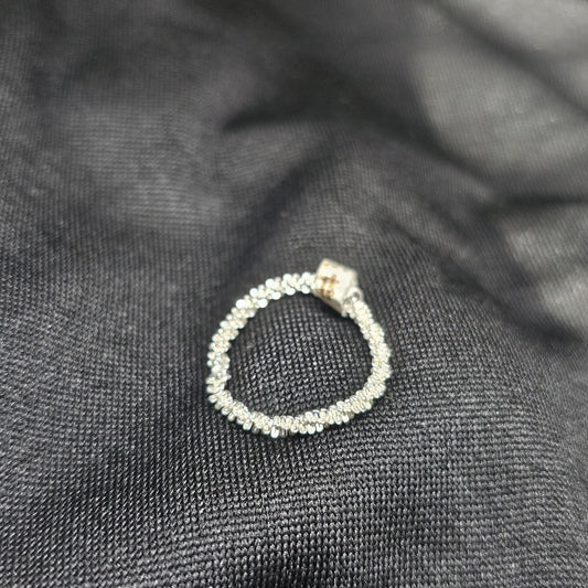 Delicate Beaded Silver Ring, Size 3, Lightweight 0.7g Jewelry