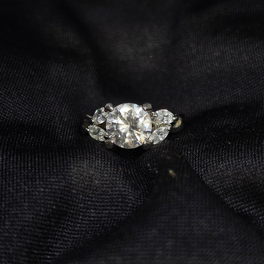 Elegant 5-Stone CZ Engagement Ring, Round & Marquise Cut