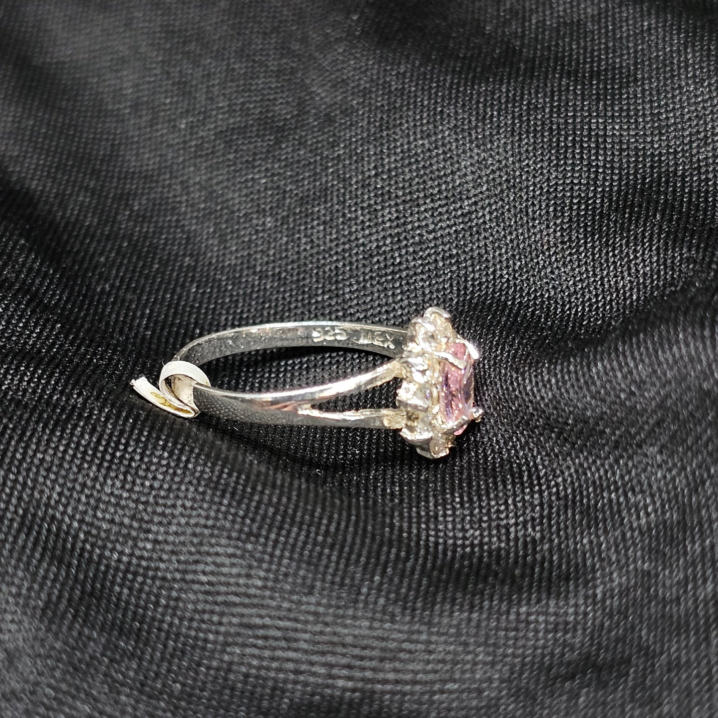 Oval Pink CZ Halo Ring – Elegant Vintage-Inspired Design