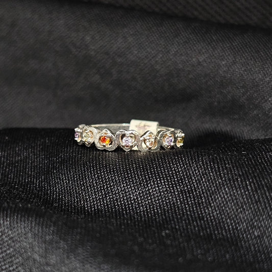 Colorful Heart & Stone Band Ring – Size 6.5, 2g