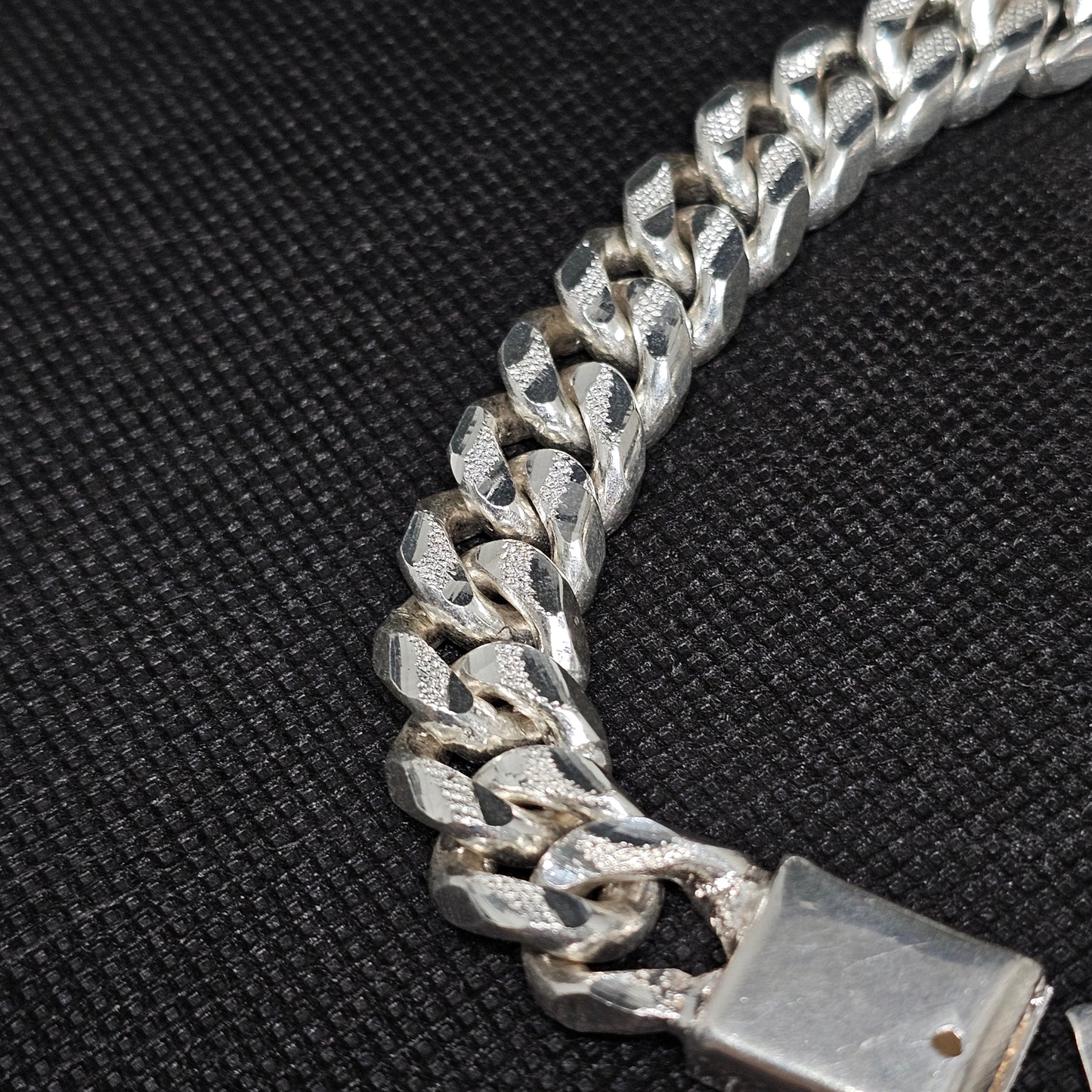 Diamond Cut Cuban Link Sterling Silver Bracelet for Men