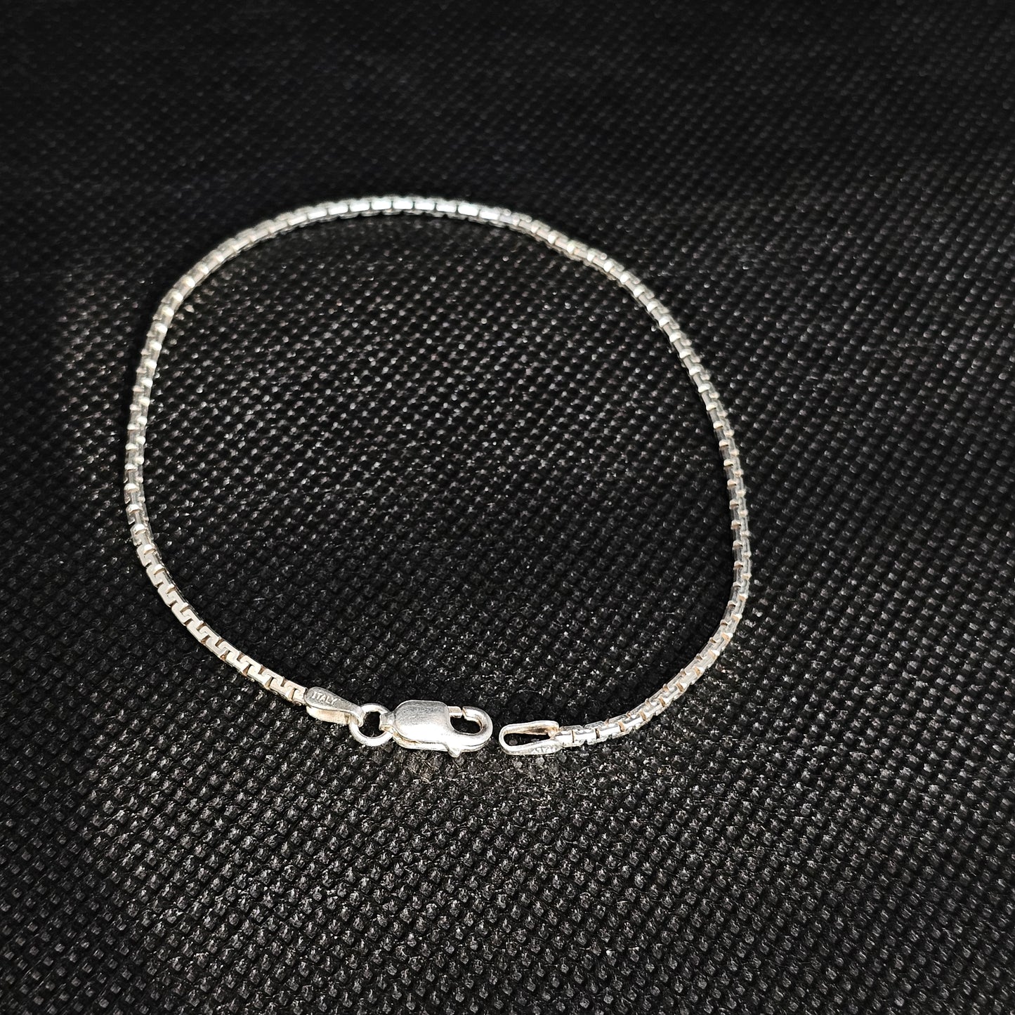 Classic Sterling Silver Box Link Bracelet with Lobster Clasp