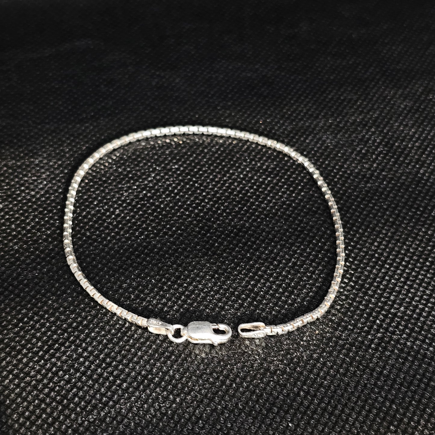 Classic Sterling Silver Box Link Bracelet with Lobster Clasp