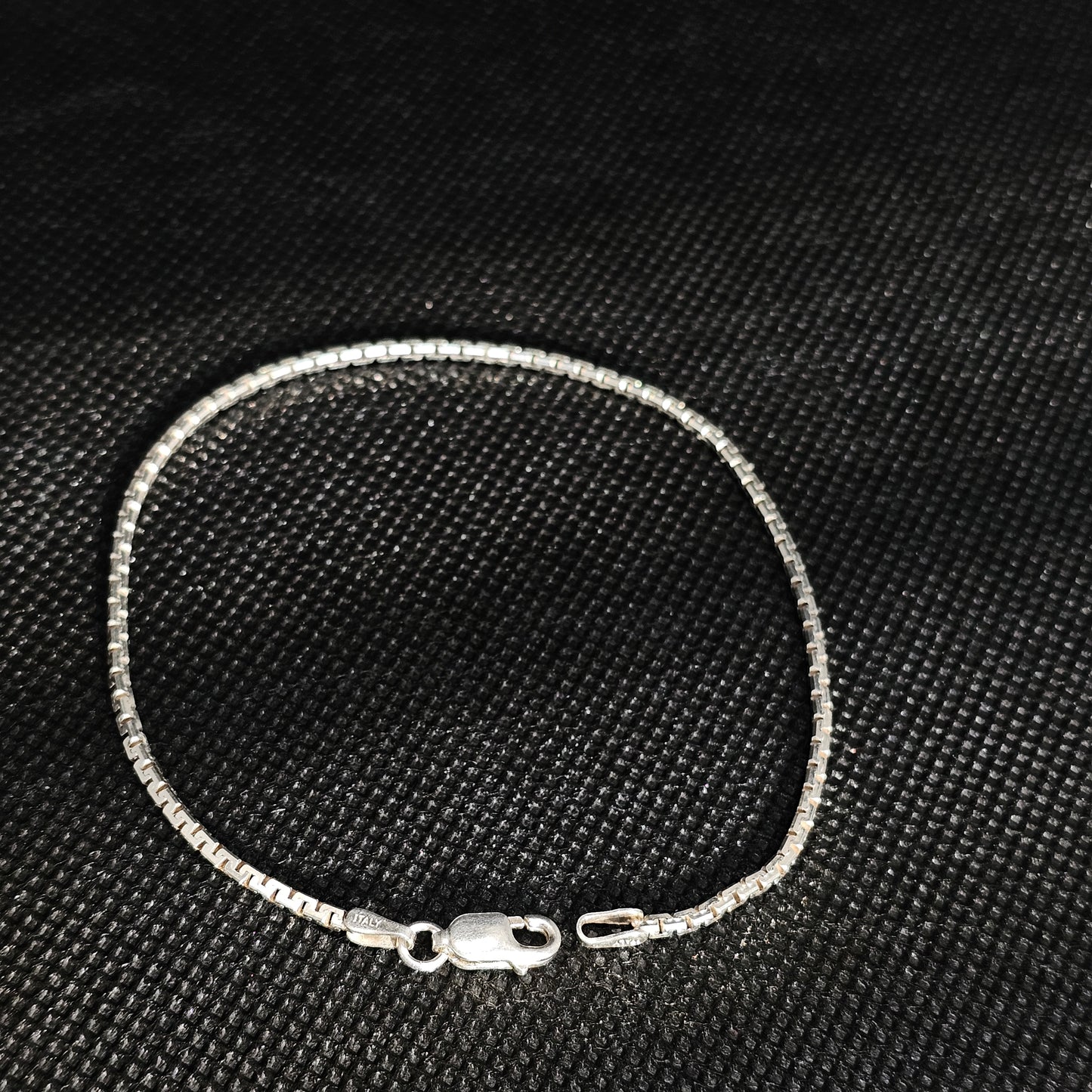 Classic Sterling Silver Box Link Bracelet with Lobster Clasp