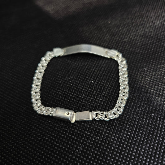 Kids Twisted Curb ID Bracelet in Silver with Polished Plate