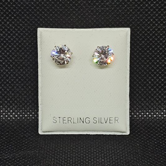 Sterling Silver CZ Stud Earrings with Screw Backs for Women & Men