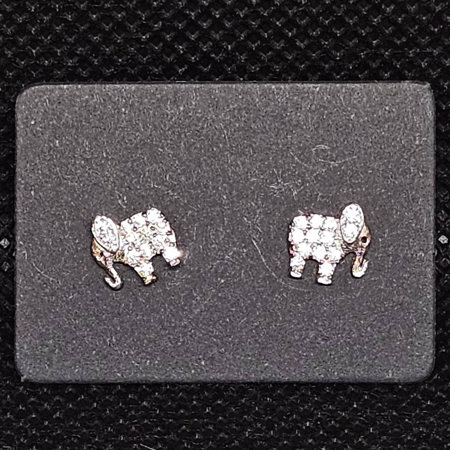 Elephant Stud Earrings with CZ Stones – ½” Pushback Closure
