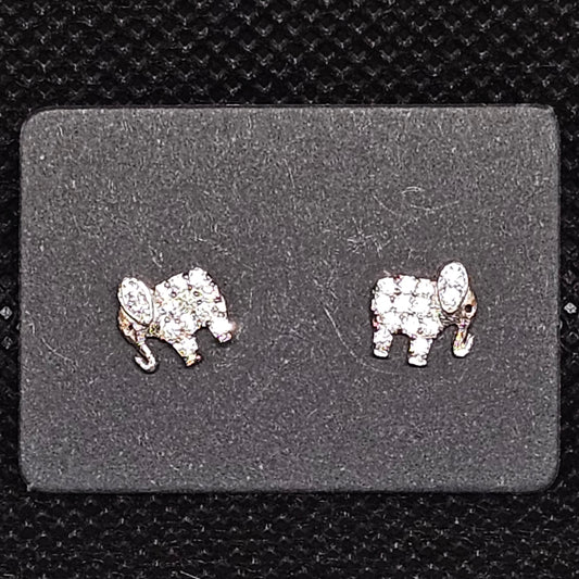 Elephant Stud Earrings with CZ Stones – ½” Pushback Closure