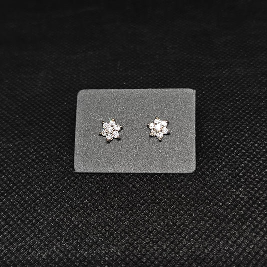 Flower CZ Stud Earrings – Sparkling ¼” with Pushback Closure