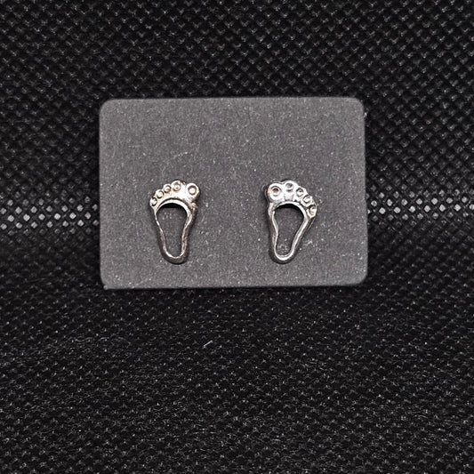 Baby Feet CZ Stud Earrings – ½” with Secure Screwball Backs
