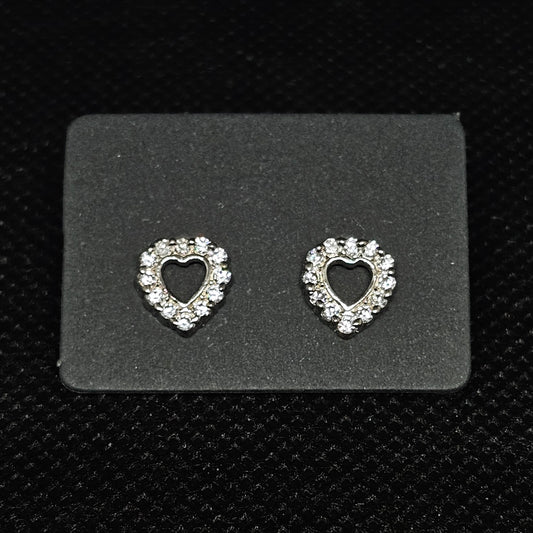 Heart CZ Stud Earrings – ¼” Sparkling Design with Pushback Backs