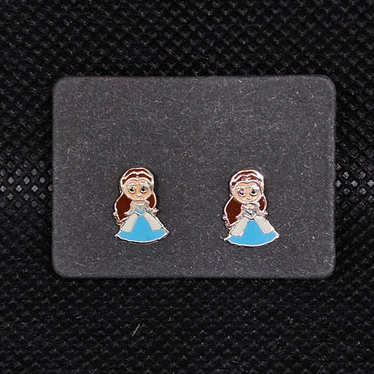Belle Beauty & the Beast Stud Earrings with CZ & Pushback ½”