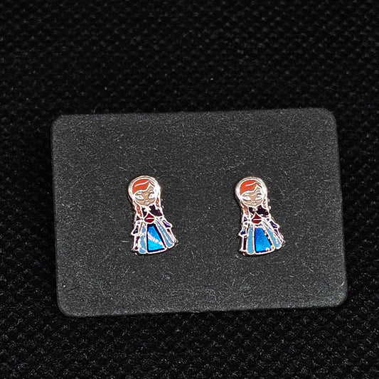 Anna Frozen Stud Earrings with CZ Stones & Pushback Closure ½”