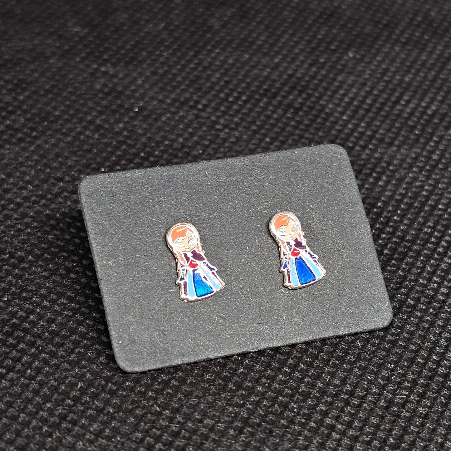 Anna Frozen Stud Earrings with CZ Stones & Pushback Closure ½”
