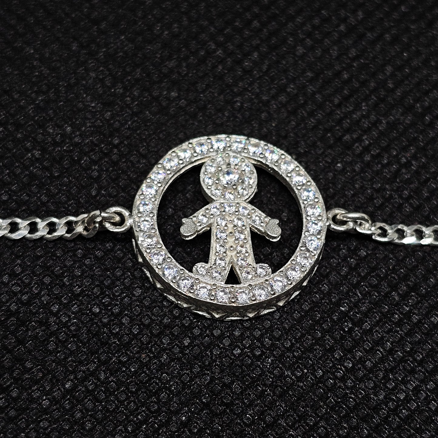 Children's Silver Circle Bracelet with Crystal Accent (5g)
