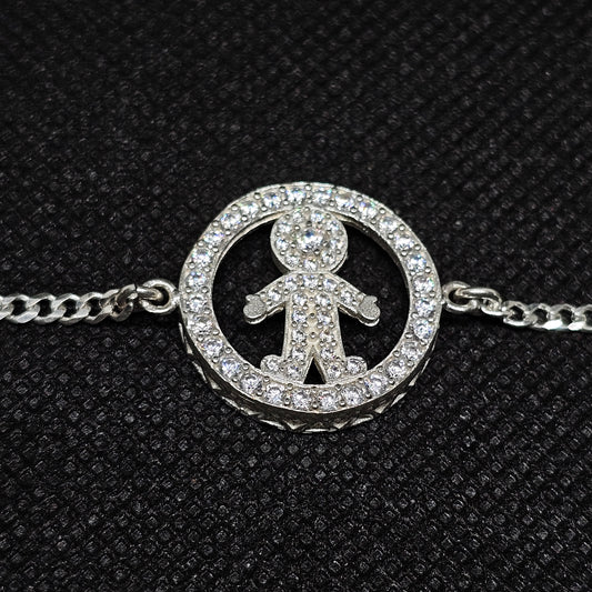 Children's Silver Circle Bracelet with Crystal Accent (5g)