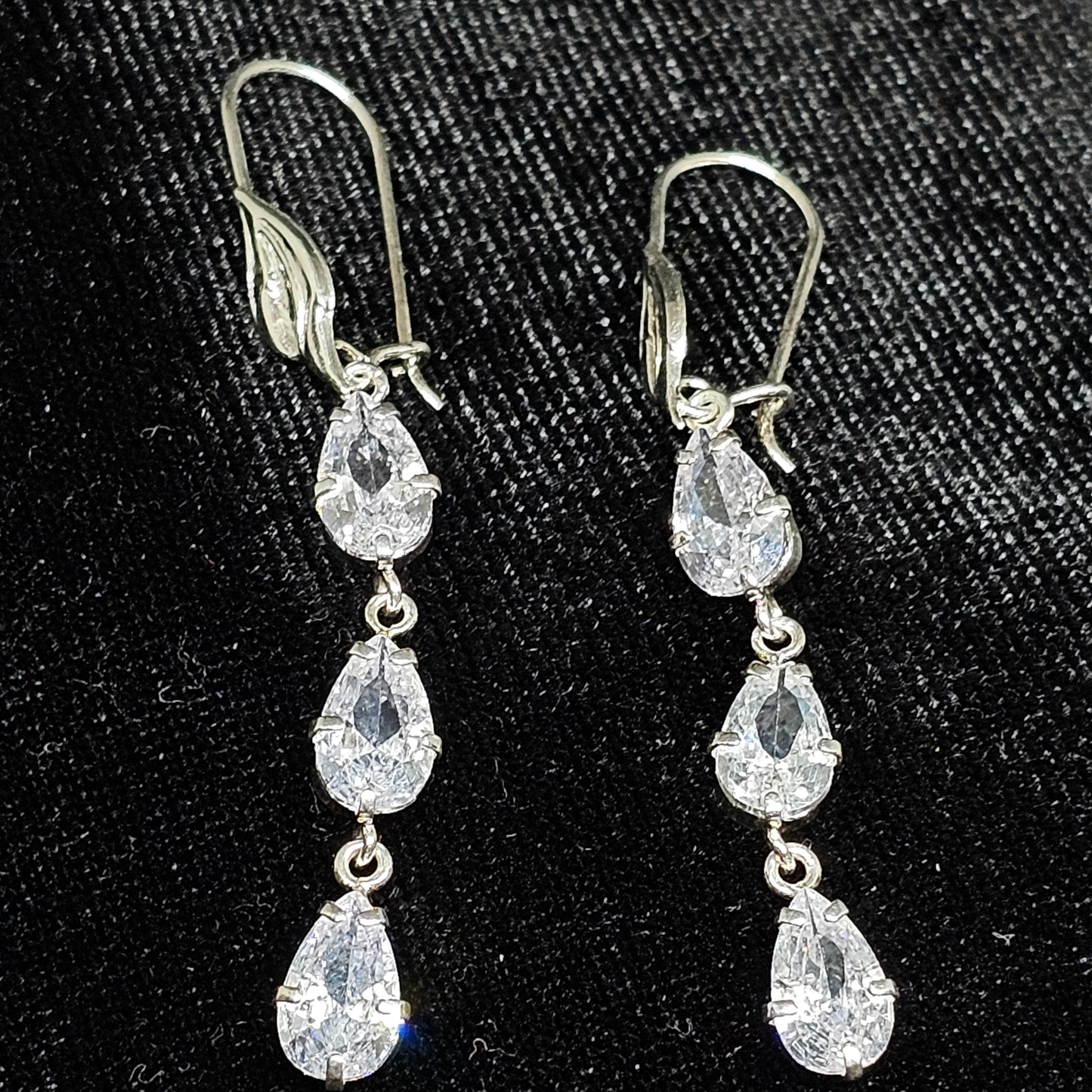 Dangle CZ Stone Silver Earrings