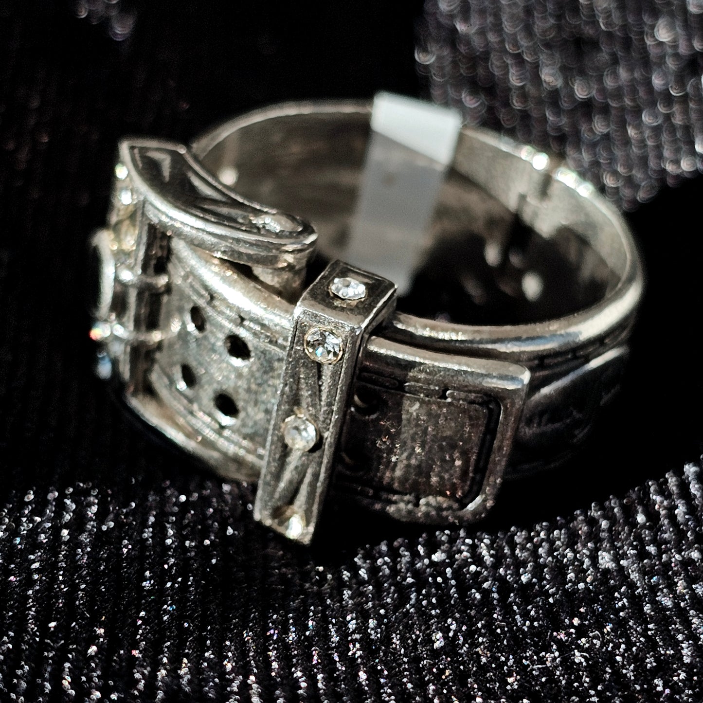 Adjustable Belt Buckle Sterling Silver Men's Ring