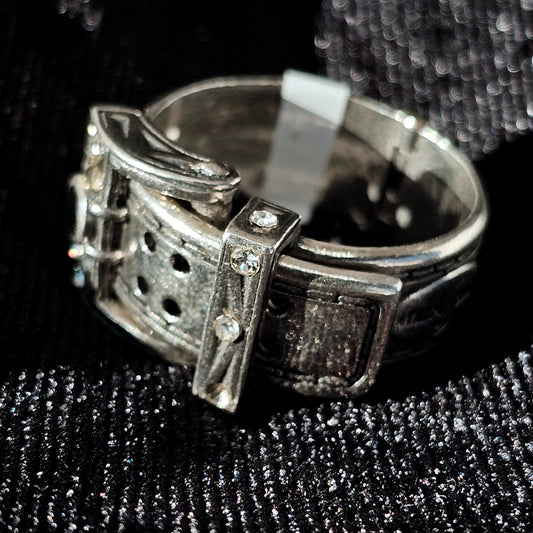 Adjustable Belt Buckle Sterling Silver Men's Ring