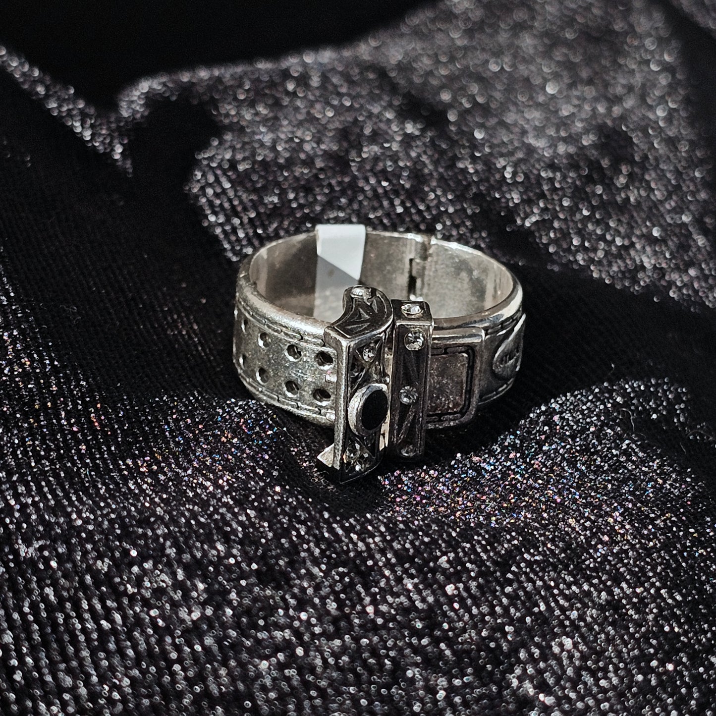 Adjustable Belt Buckle Sterling Silver Men's Ring