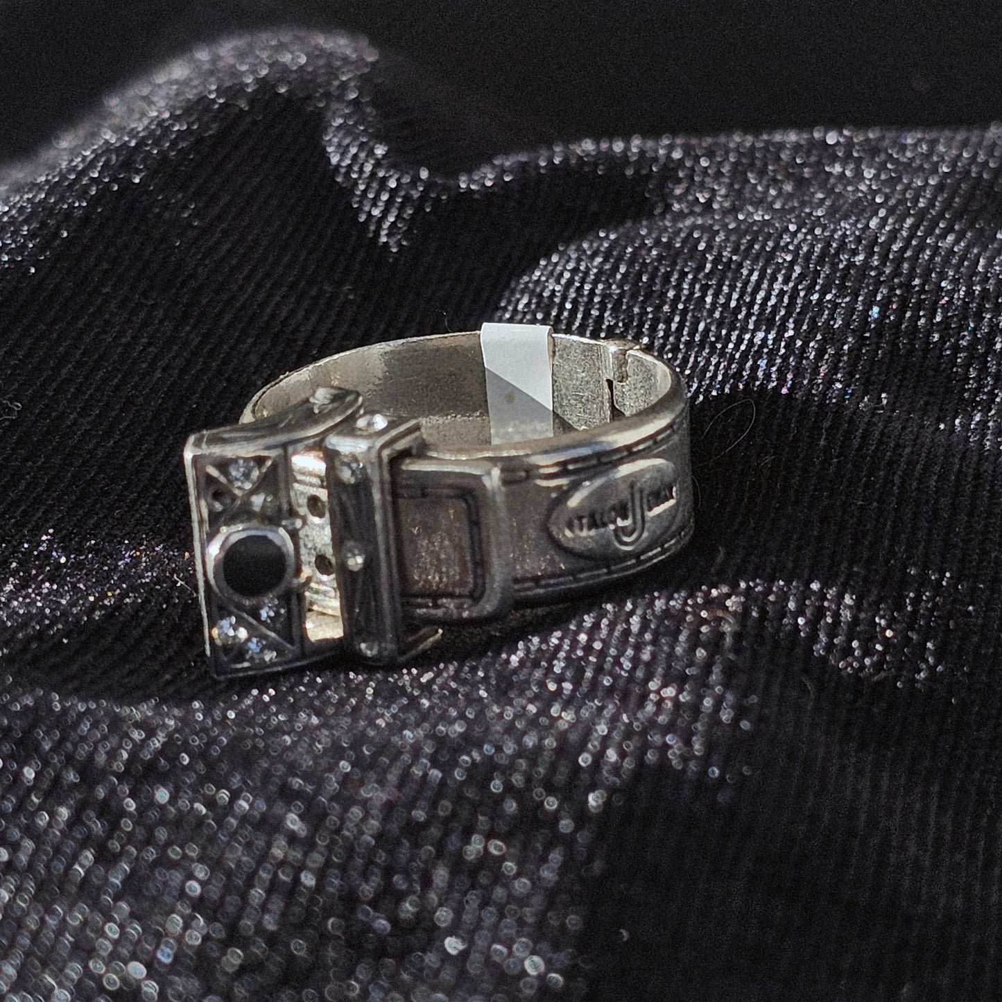 Adjustable Belt Buckle Sterling Silver Men's Ring