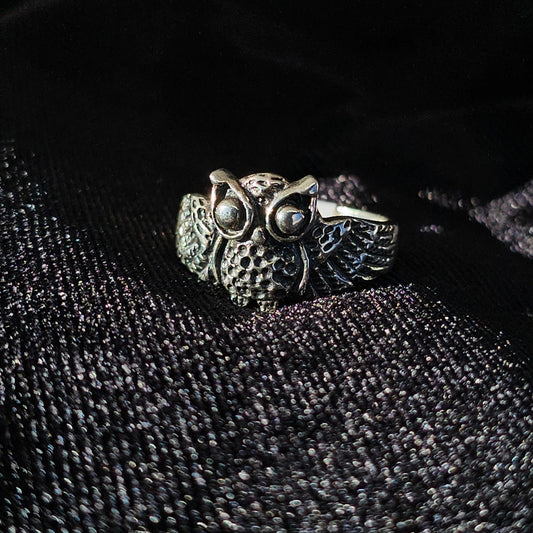 Sterling Silver Spread Owl Ring