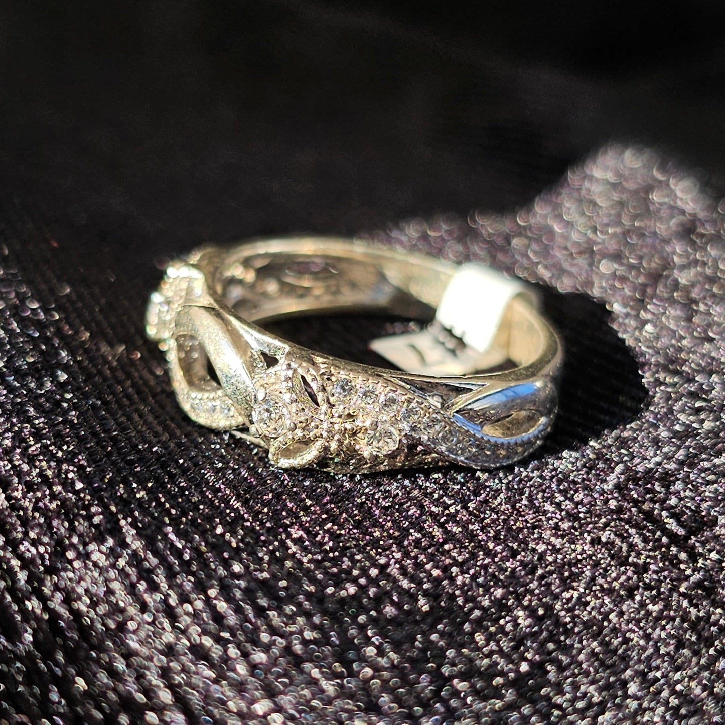 Elegant Double CZ Wave Sterling Silver Women's Ring