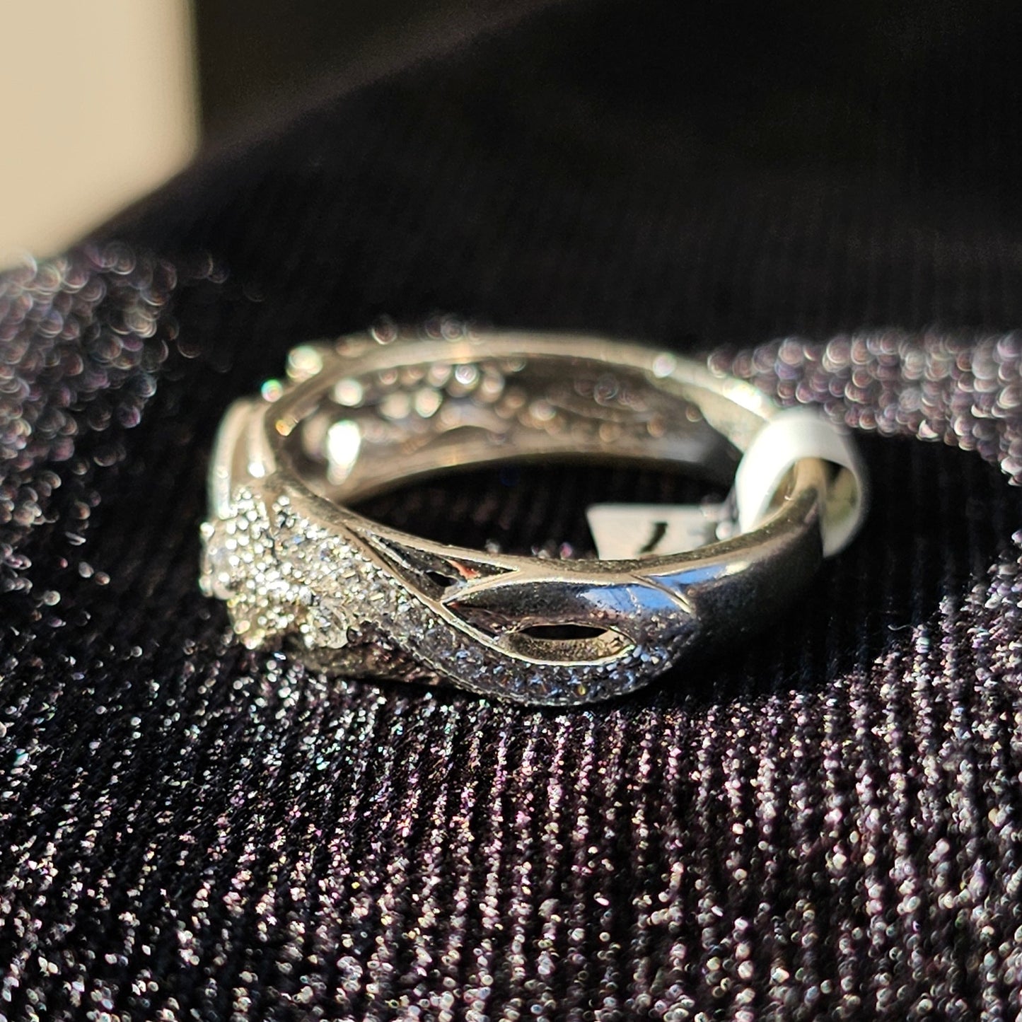 Elegant Double CZ Wave Sterling Silver Women's Ring