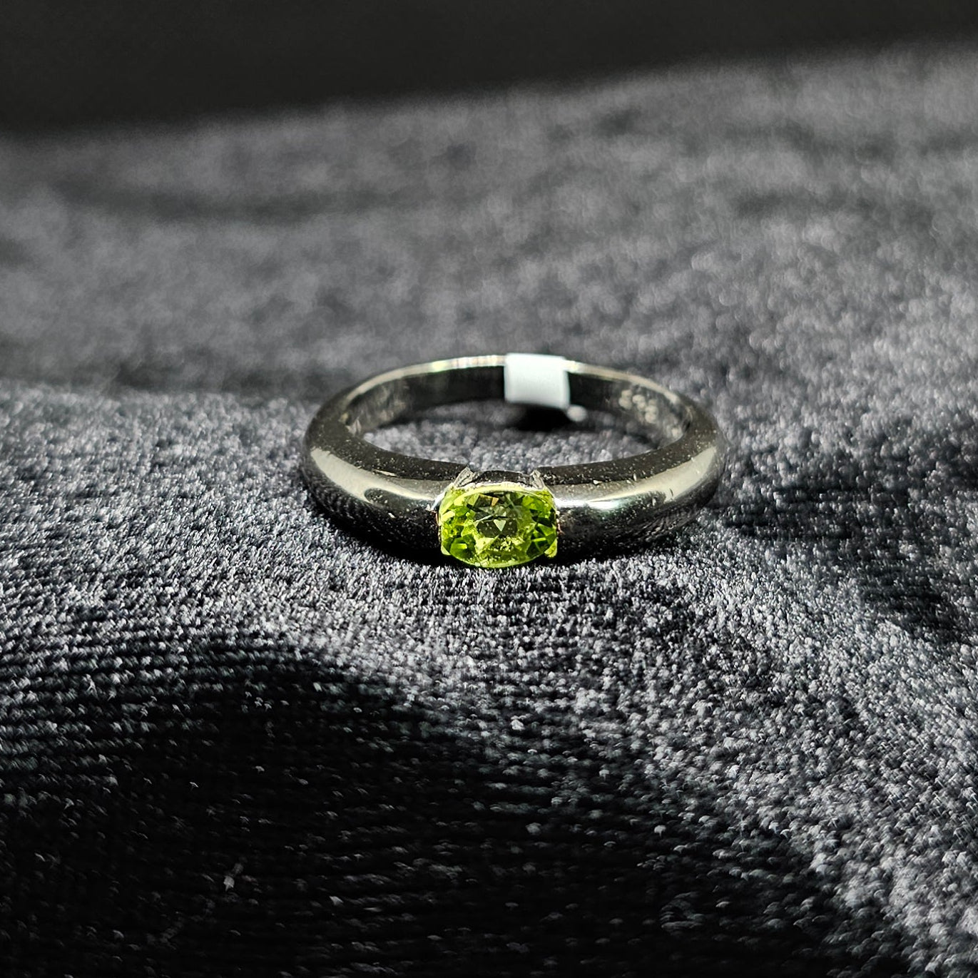 Sterling Silver Ring with Green Peridot Center Stone