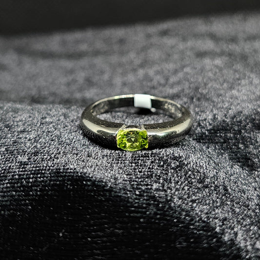 Sterling Silver Ring with Green Peridot Center Stone