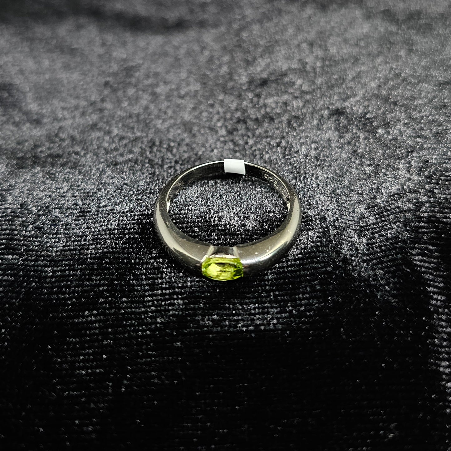 Sterling Silver Ring with Green Peridot Center Stone
