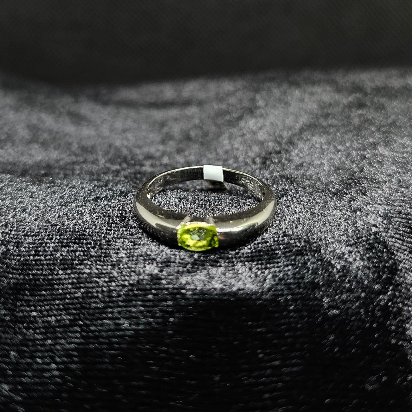 Sterling Silver Ring with Green Peridot Center Stone