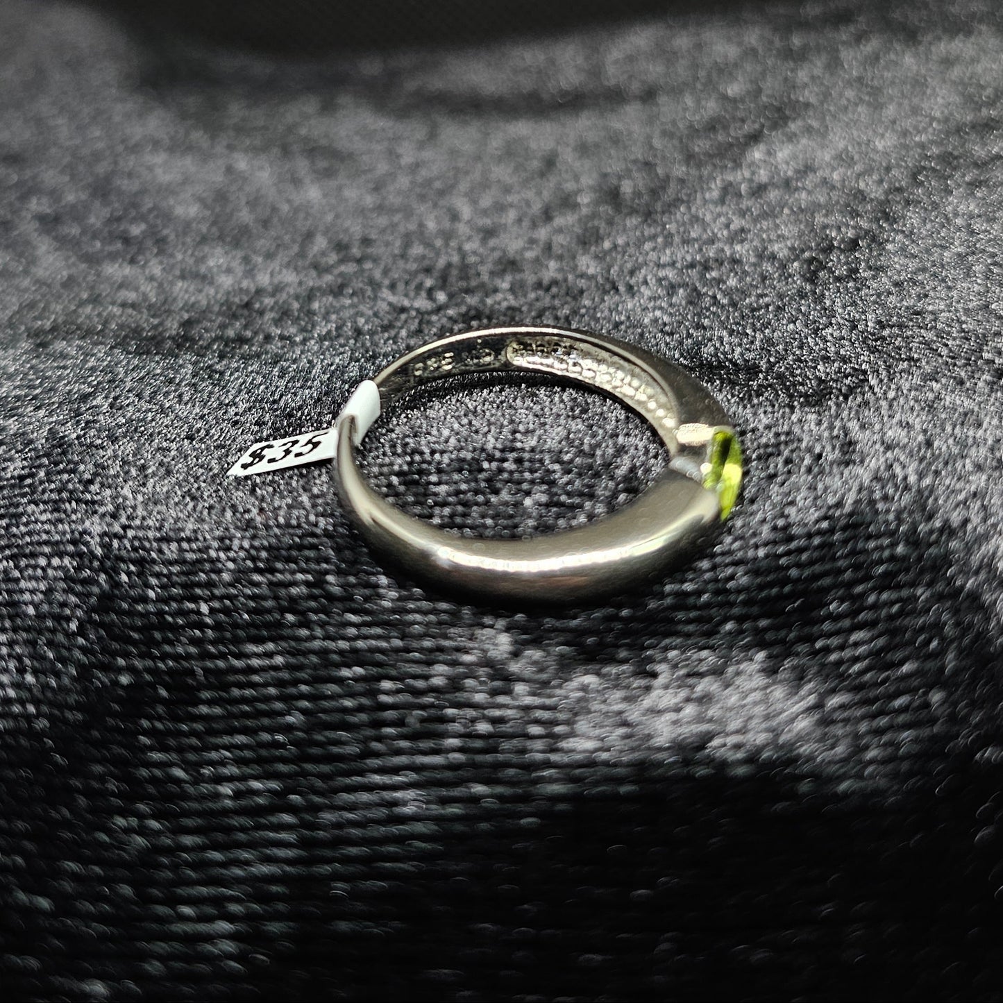 Sterling Silver Ring with Green Peridot Center Stone