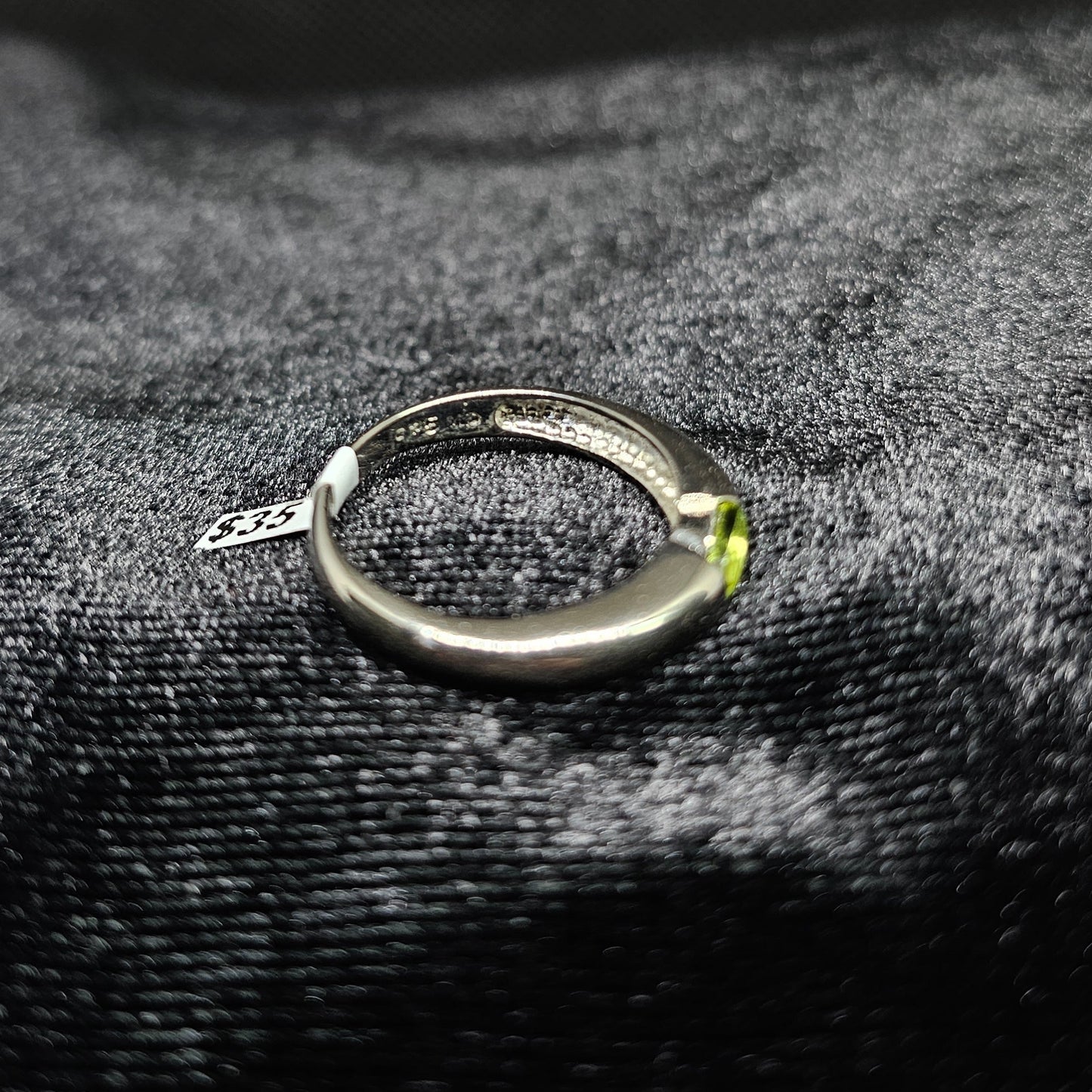Sterling Silver Ring with Green Peridot Center Stone