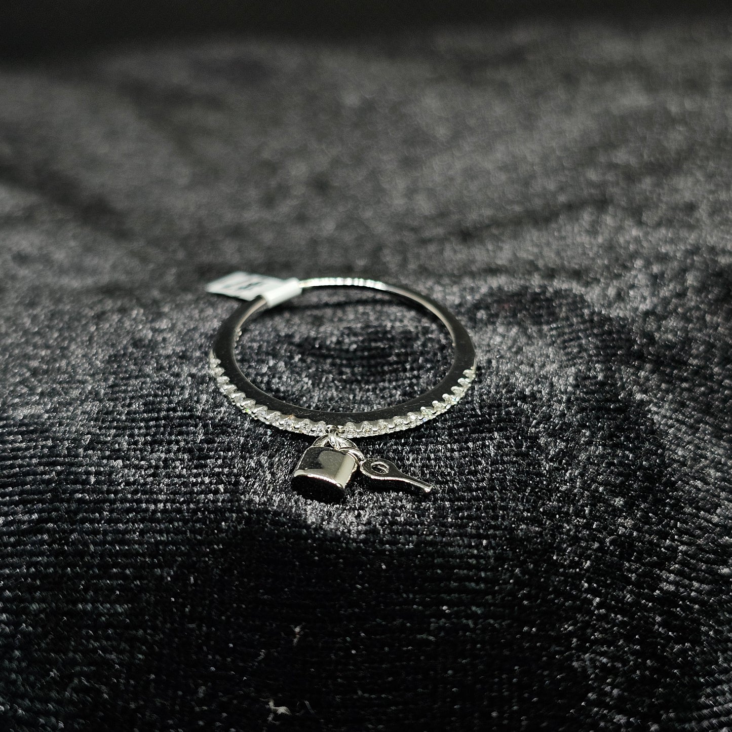 Key and Lock Dangle Silver Ring