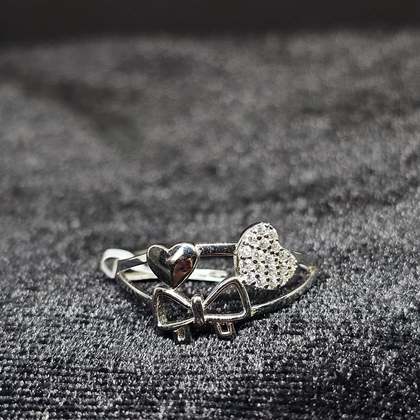 Heart and Bow Silver Ring