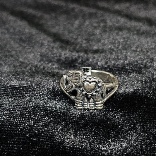 Elephant Silver Ring with heart