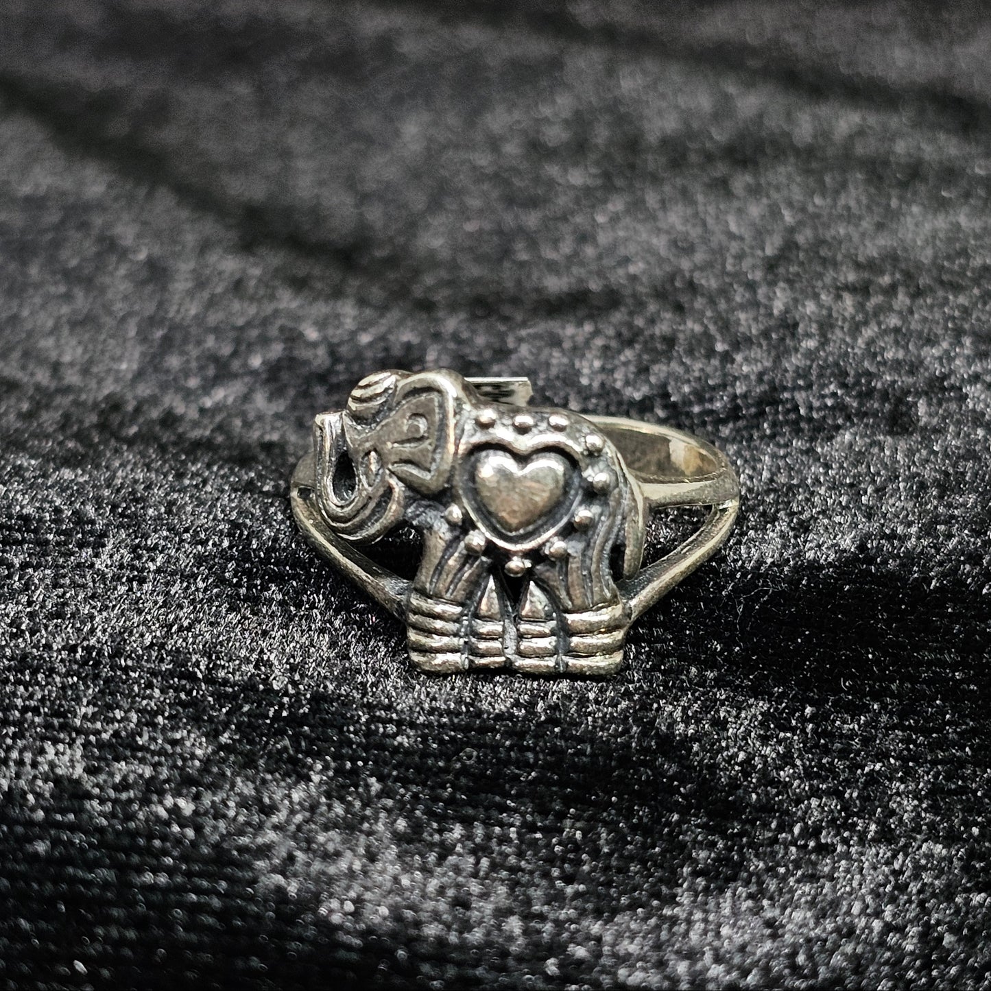 Elephant Silver Ring with heart