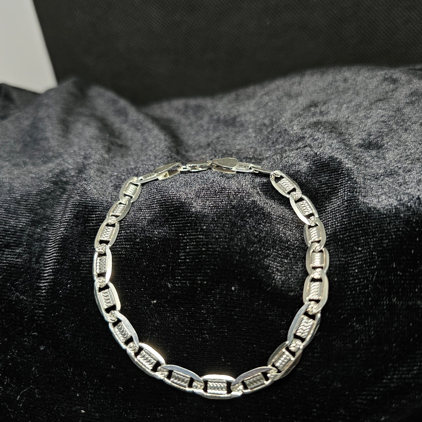 Diamond Cut Sterling Silver Mariner Bracelet 8"