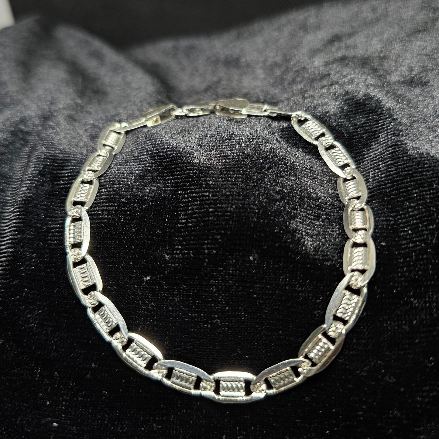Diamond Cut Sterling Silver Mariner Bracelet 8"