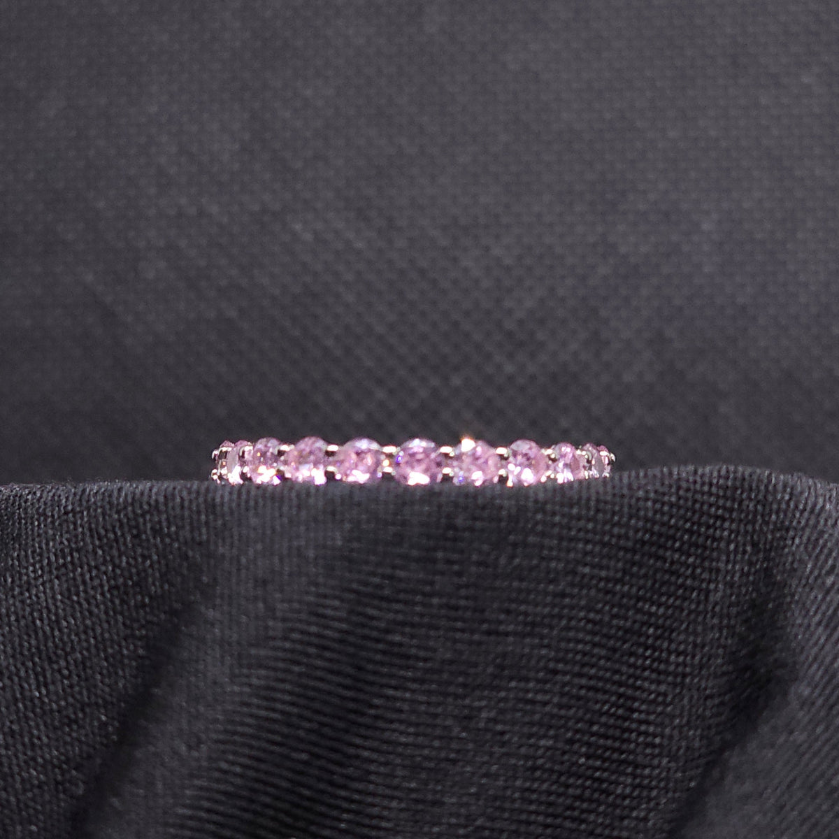 Sterling Silver Pink Stone Band Ring