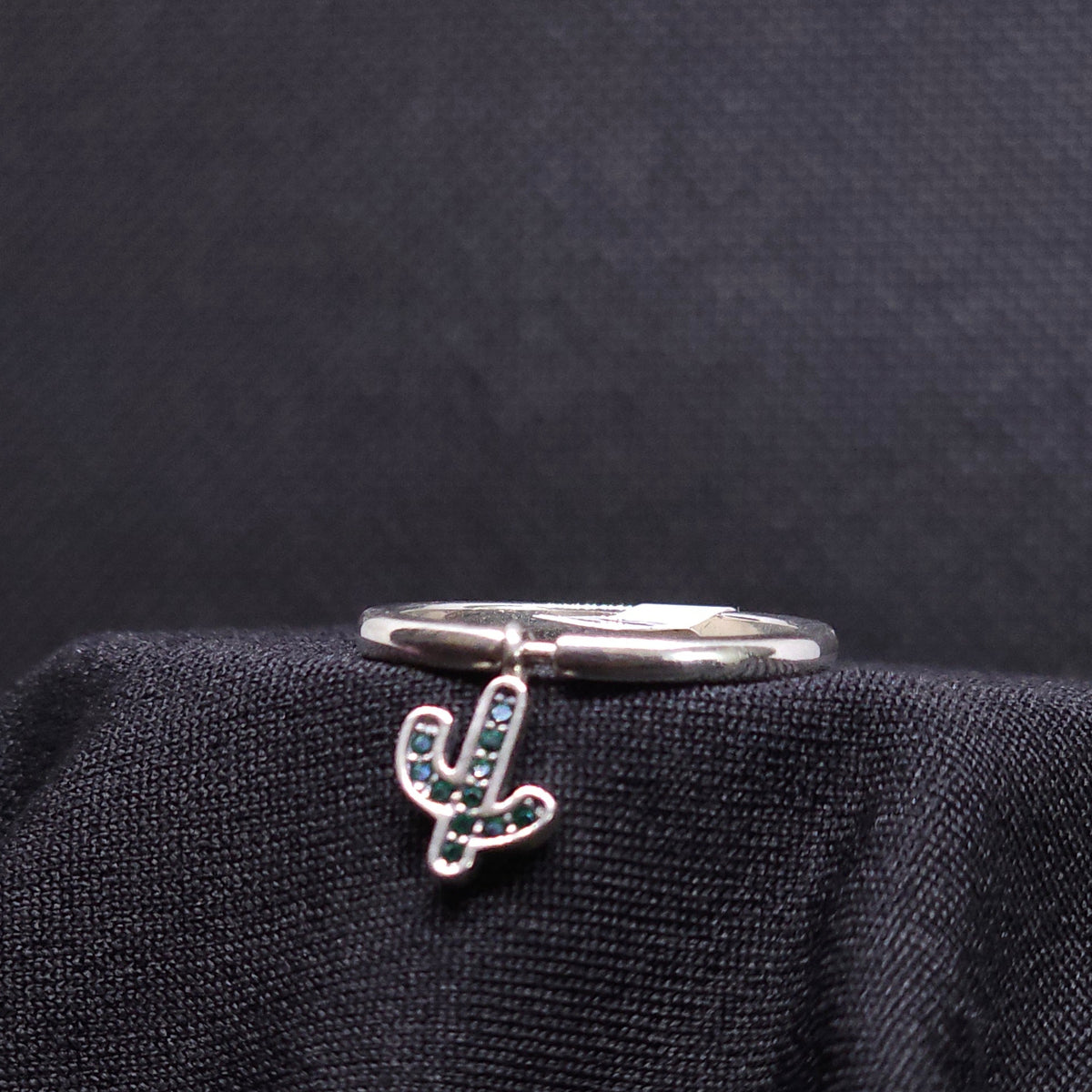Sterling Silver Cactus Dangle Ring