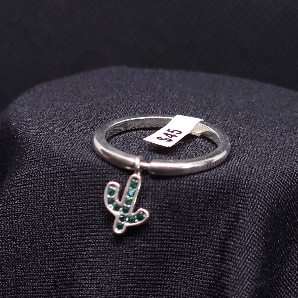 Sterling Silver Cactus Dangle Ring