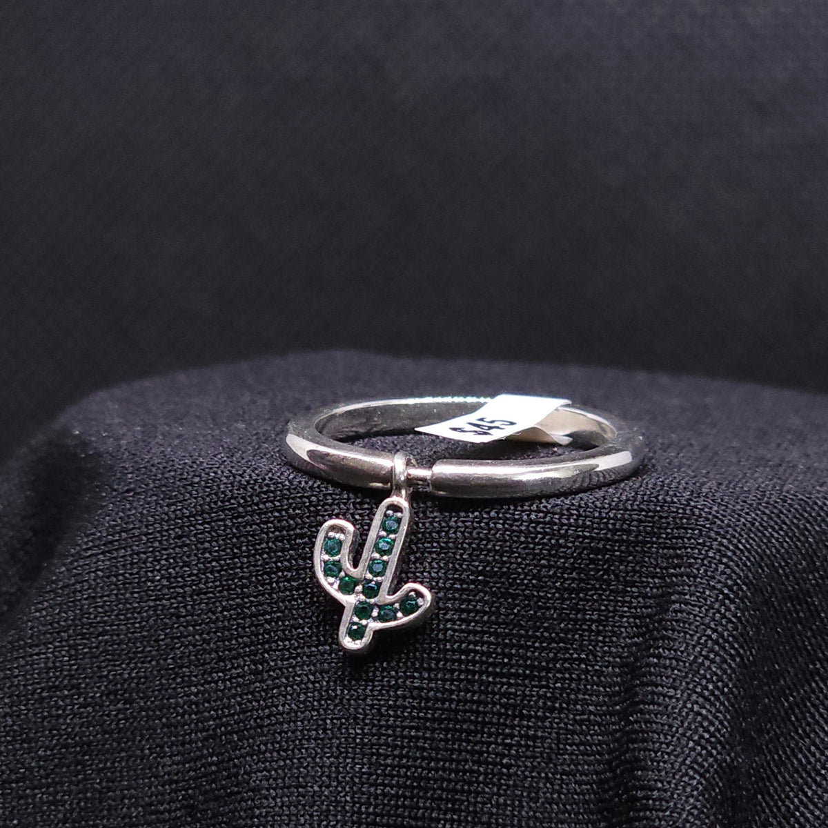 Sterling Silver Cactus Dangle Ring