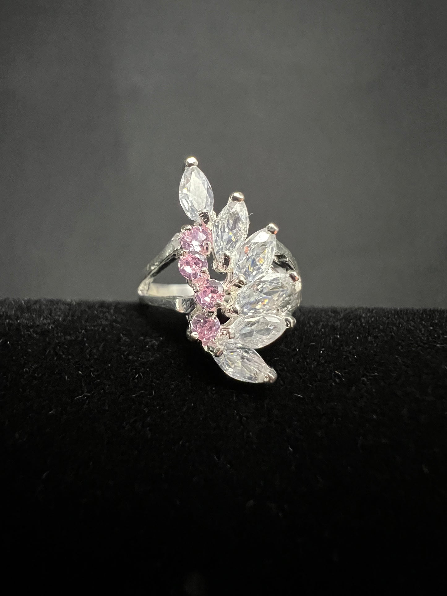 Pink Angel Wing Ring .925 Sterling Silver