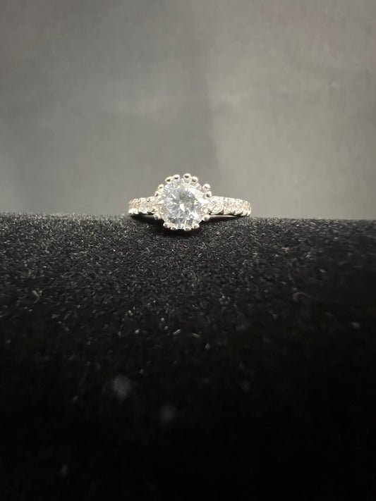 Solitaire Engagement Ring with Studded Band