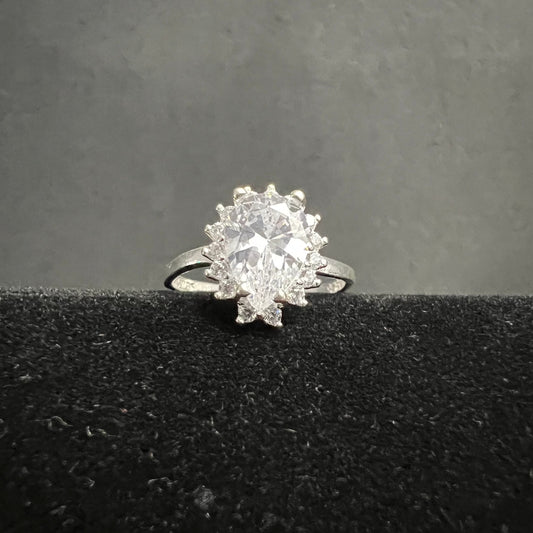 Teardrop Engagement Ring 925 Sterling Silver