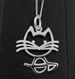 Cat Outline Sterling Silver Pendant