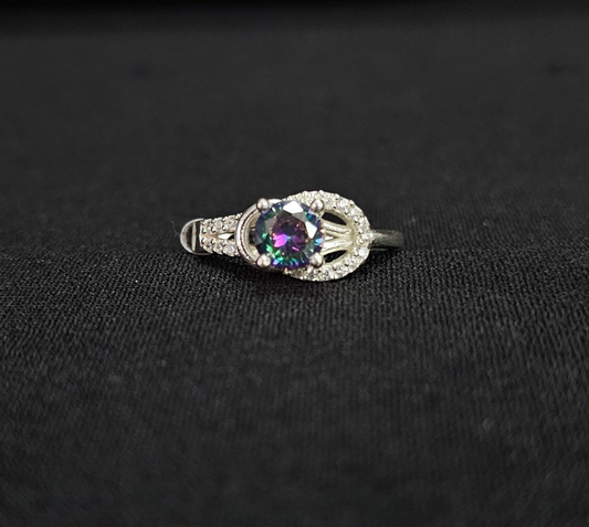 Mystic Fire Topaz Ring 925 Sterling Silver