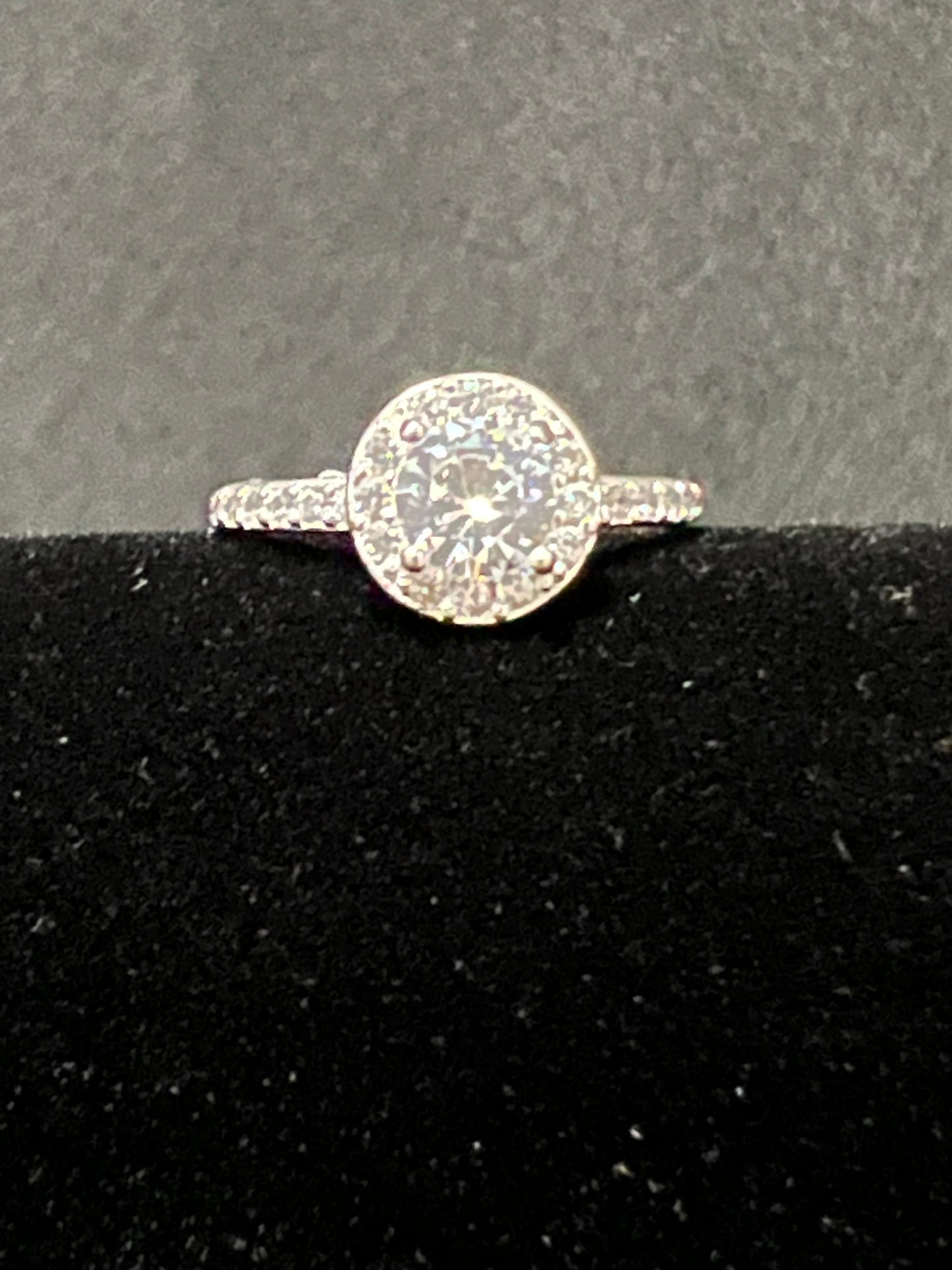 Round Halo Engagement Ring .925 Sterling Silver